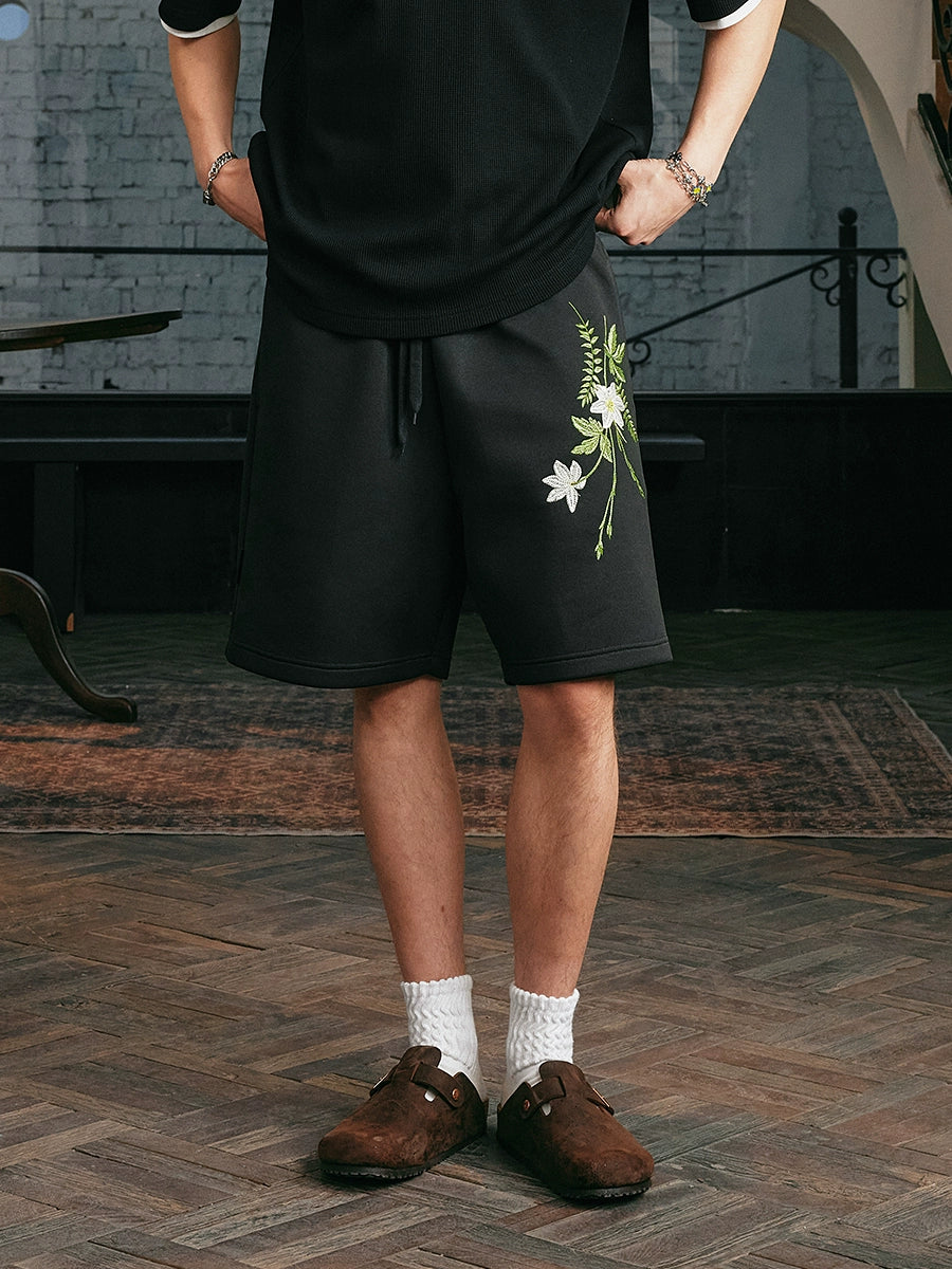 Harsh and Cruel Botanical Embroidered Sweat Shorts | Face 3 Face