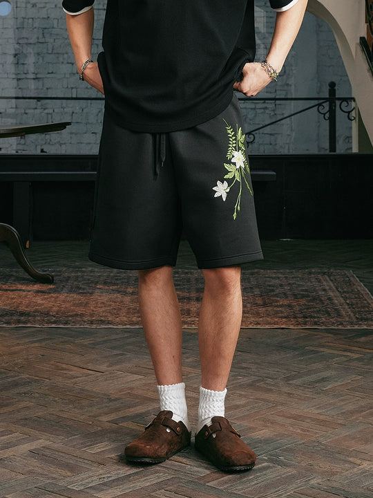 Harsh and Cruel Botanical Embroidered Sweat Shorts | Face 3 Face