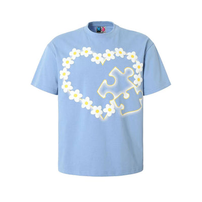 YADcrew Love Heart Puzzle Flower Foam Dot Printing Tee | Face 3 Face