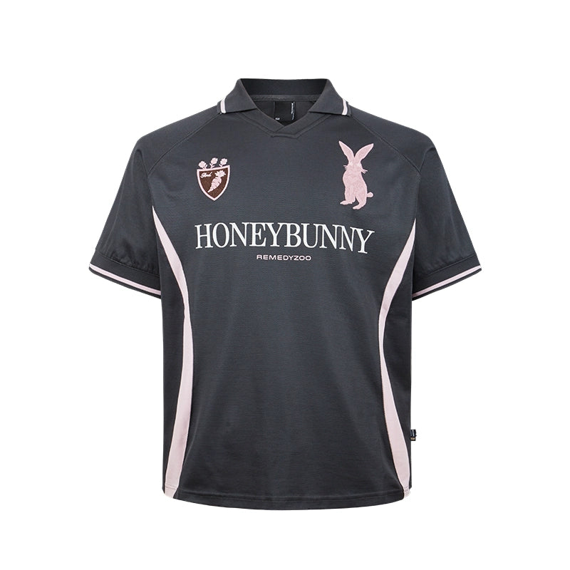 Remedy HONEYBUNNY Rabbit Embroidered Soccer Jersey Polo Shirt | Face 3 Face