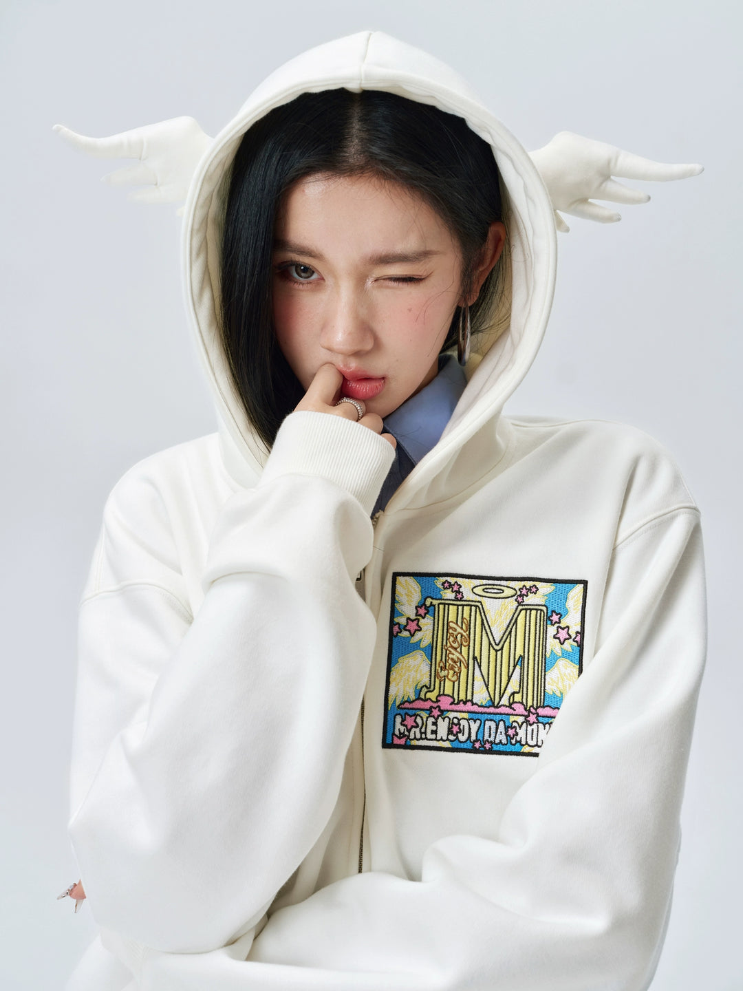 MEDM Angel & Devil Horns Zip-Up Hoodie | Face 3 Face