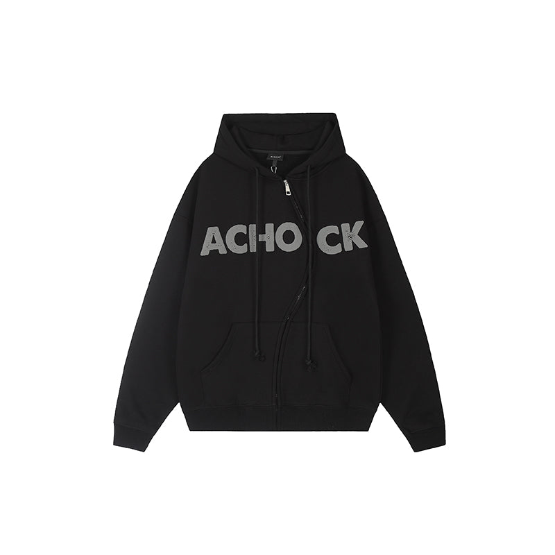 Achock National Tide S Zipper Foam Printed Hoodie