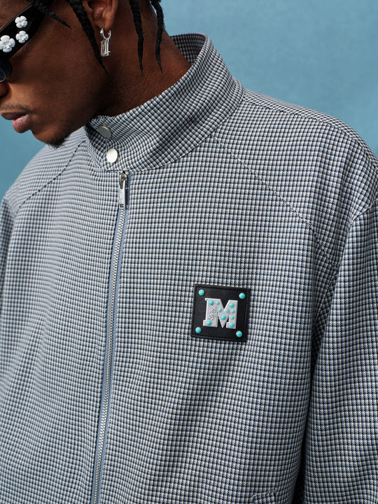 MEDM Houndstooth Leather Logo Track Jacket | Face 3 Face