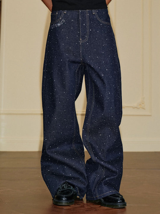YADcrew All Over Starry Rhinestone Loose Fit Jeans | Face 3 Face