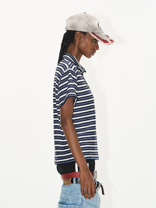 BLIND NO PLAN Striped Embroidered Polo | Face 3 Face