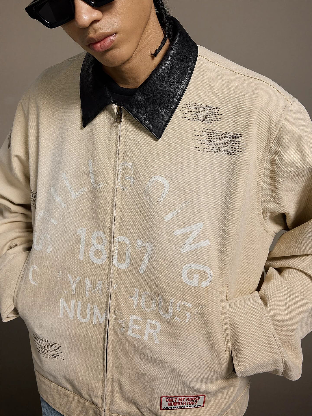 1807 Stitch Embroidered Leather Collar Detroit Jacket | Face 3 Face