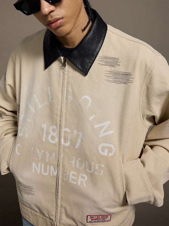 1807 Stitch Embroidered Leather Collar Detroit Jacket | Face 3 Face