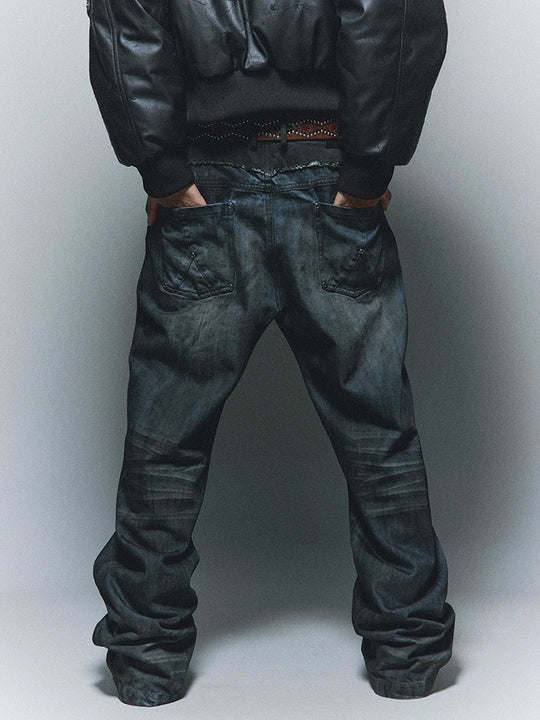 ANTIDOTE Dirty Blue Destroyed Studded Bootcut Jeans | Face 3 Face