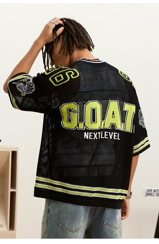 Small Town Kid Mesh Knit V Neck Rugby Jersey | Face 3 Face