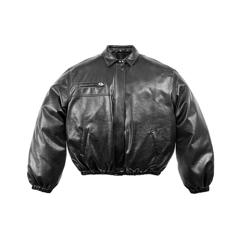 Night Lab Military 5 Painted PU Leather Puffer Bomber Jacket | Face 3 Face