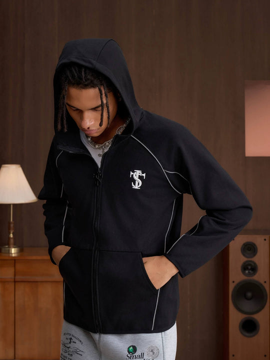 Small Town Kid Reflective Accent Line Zip Up Hoodie | Face 3 Face