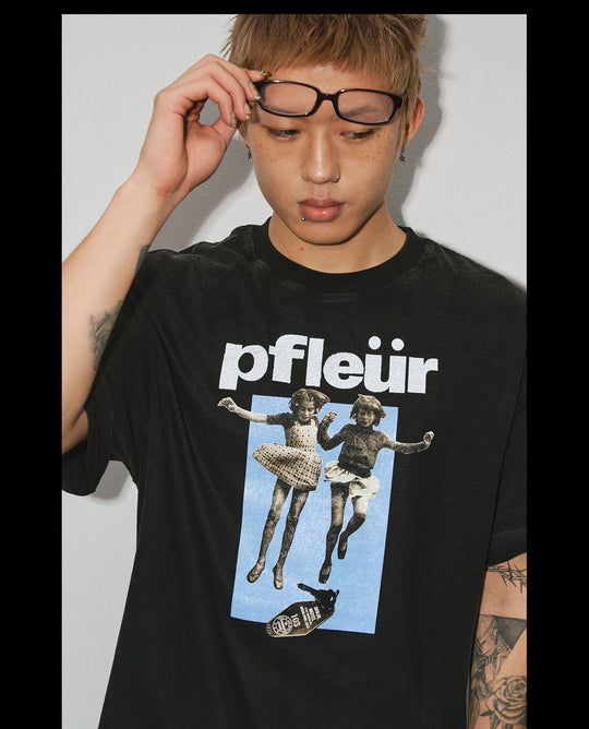 NOVACAM Vintage Washed Photo Print Short Sleeve Tee | Face 3 Face