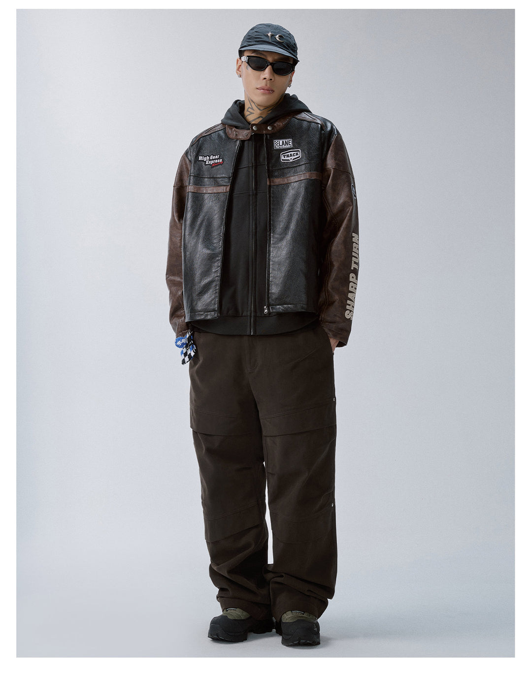 F2CE Embroidery Patch PU Leather Racing Jacket | Face 3 Face