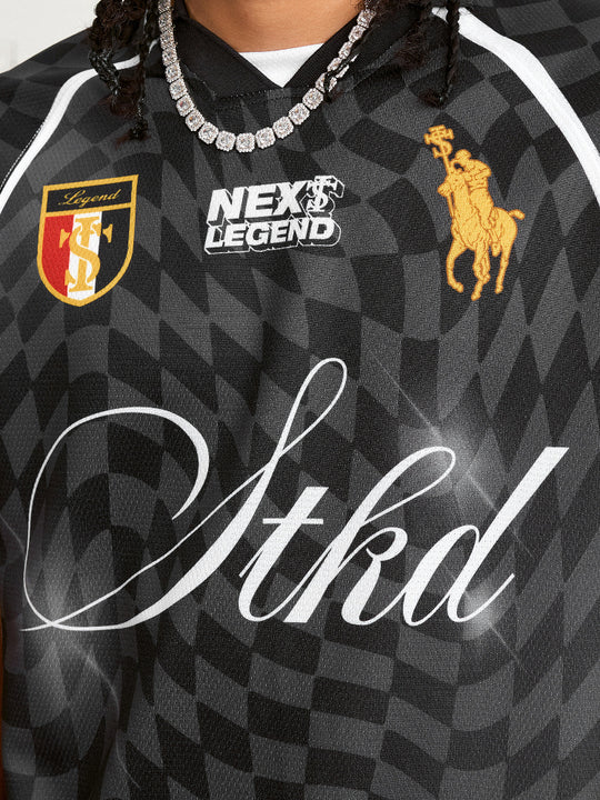 Small Town Kid Twisted Plaid Patchwork Polo Jersey | Face 3 Face