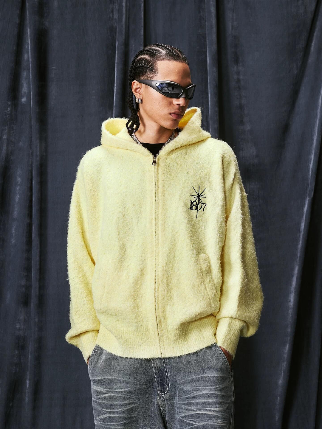 1807 STILLGOING Jacquard Knit Zip Up Hoodie | Face 3 Face
