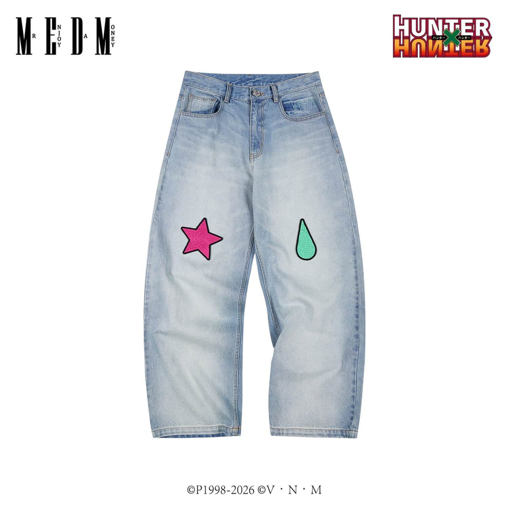 MEDM × HUNTER×HUNTER Hisoka Star and Teardrop Patch Washed Jeans