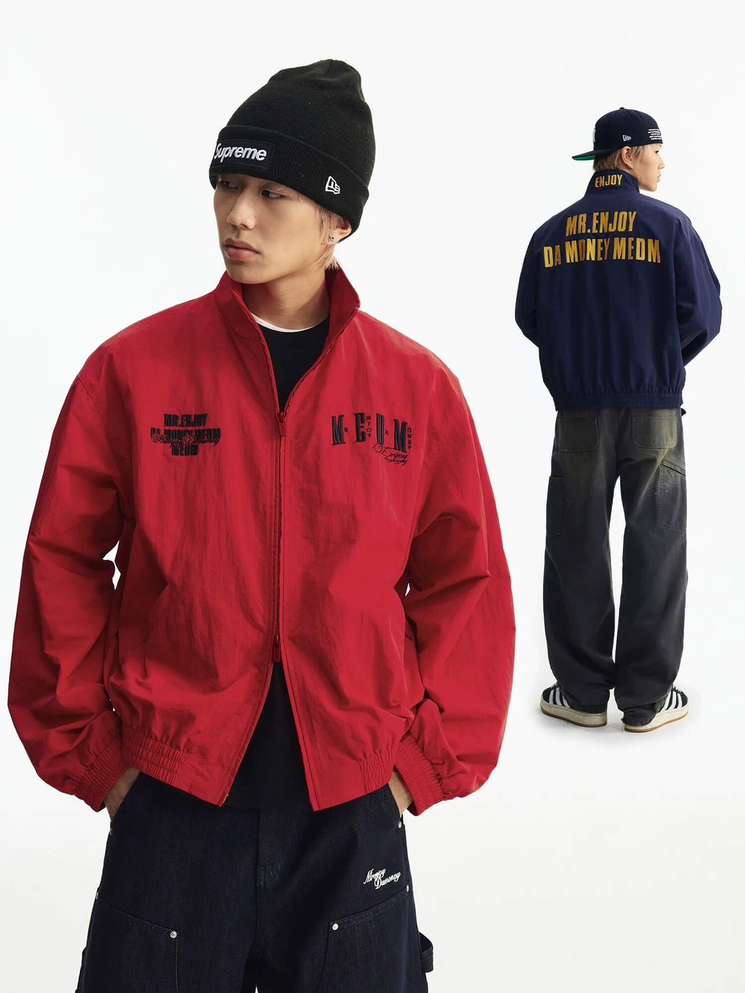 MEDM Logo Embroidered Double Zip Track Jacket | Face 3 Face