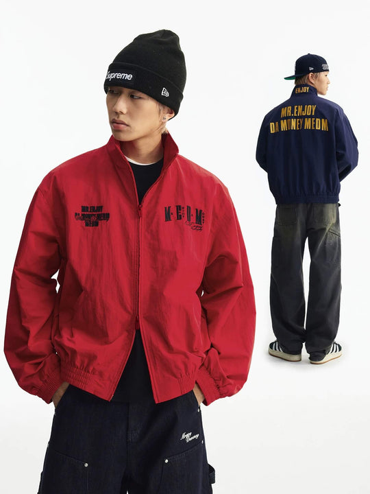 MEDM Logo Embroidered Double Zip Track Jacket | Face 3 Face