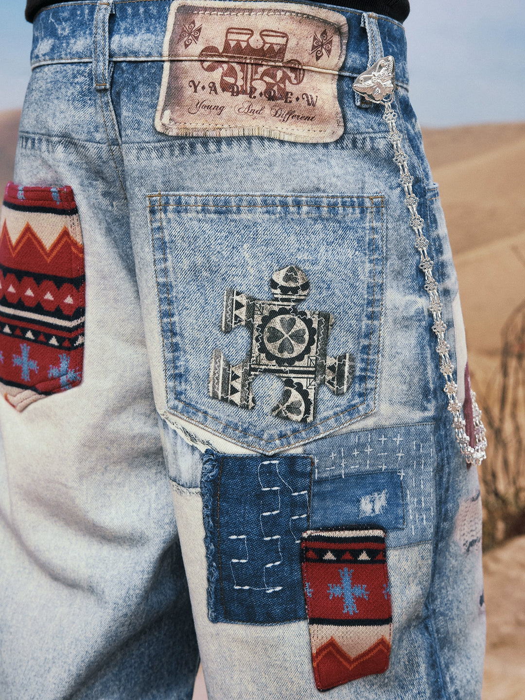 YADcrew Ethnic Patchwork Print Jeans | Face 3 Face