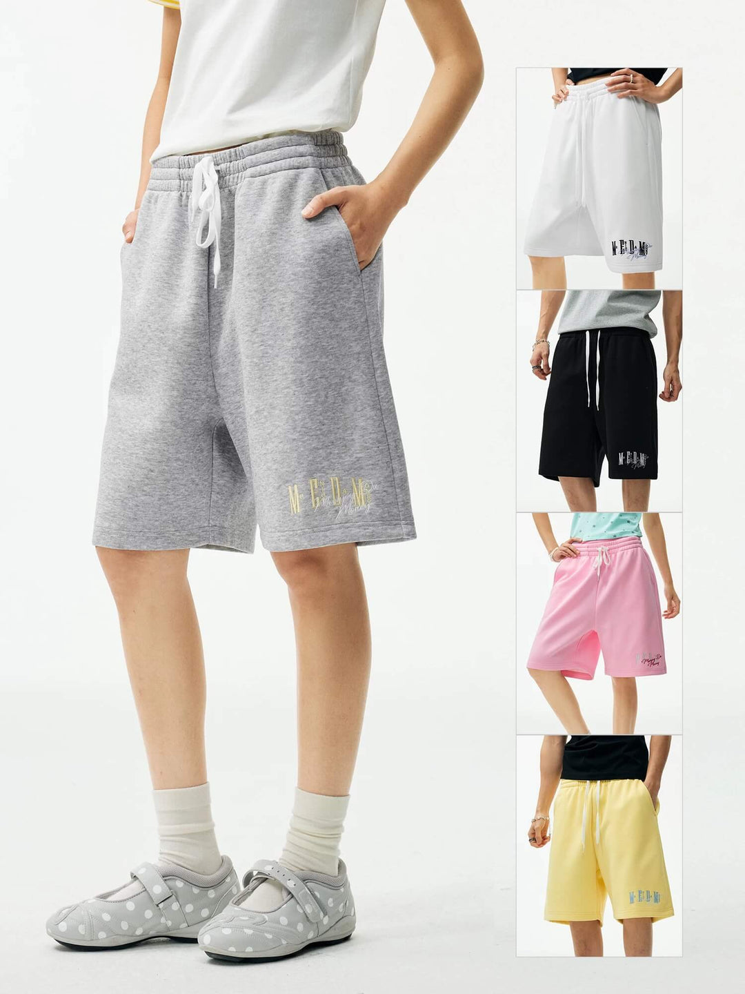 MEDM Colorful Logo Embroidered Sweat Shorts | Face 3 Face