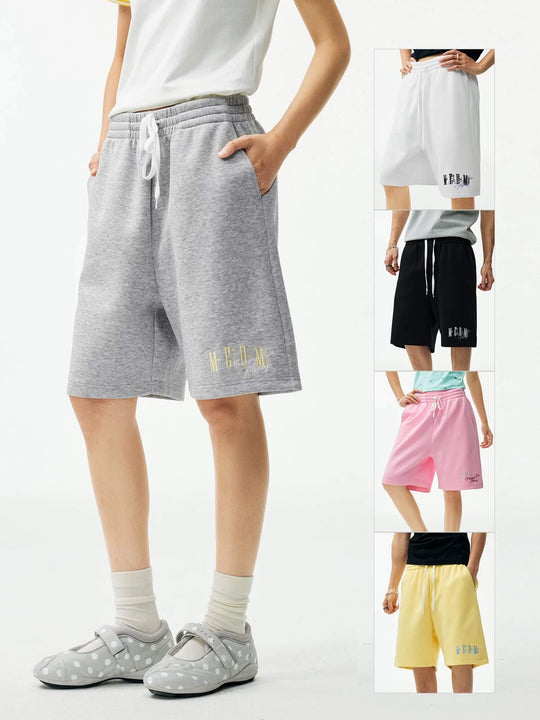 MEDM Colorful Logo Embroidered Sweat Shorts | Face 3 Face