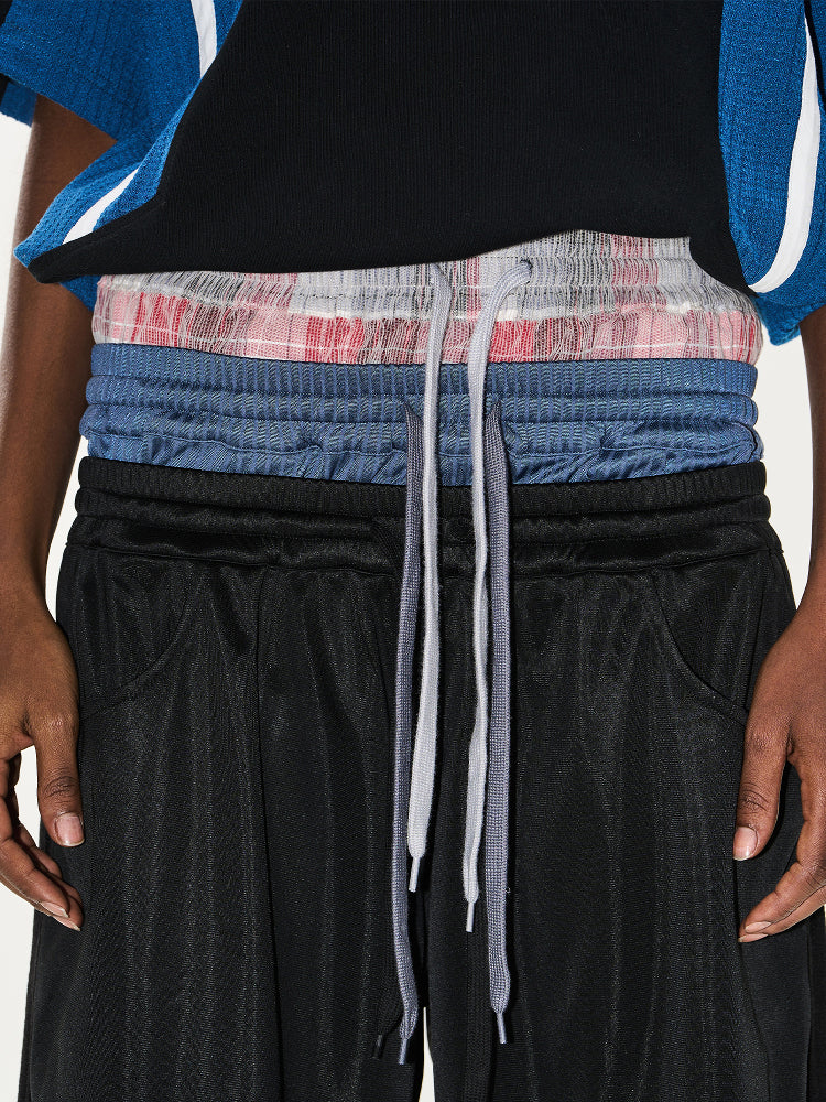 BLIND NO PLAN Multi-Layer Waist Sweat Shorts | Face 3 Face