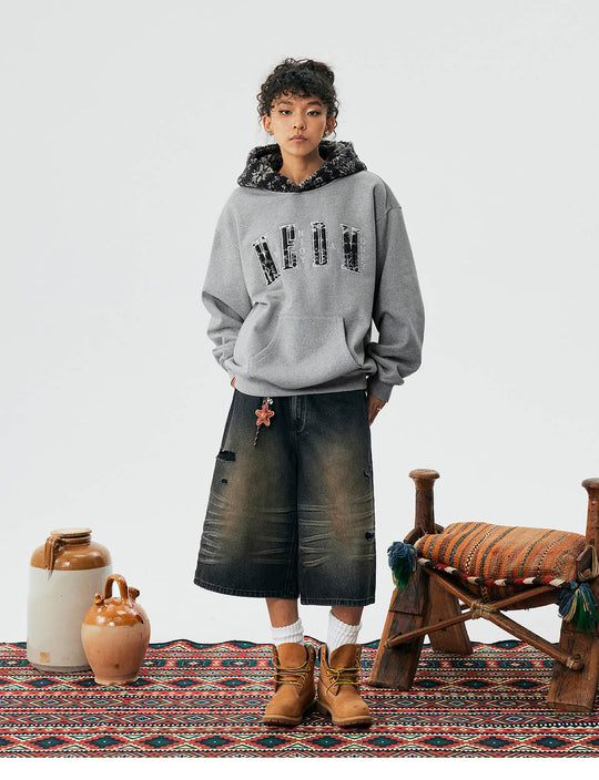 MEDM Patterned Sherpa Hood Patchwork Hoodie | Face 3 Face