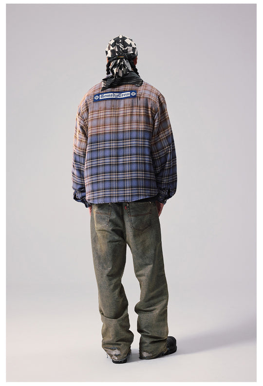 Remedy Gradient Plaid Quilted Lined Shirt Jacket | Face 3 Face