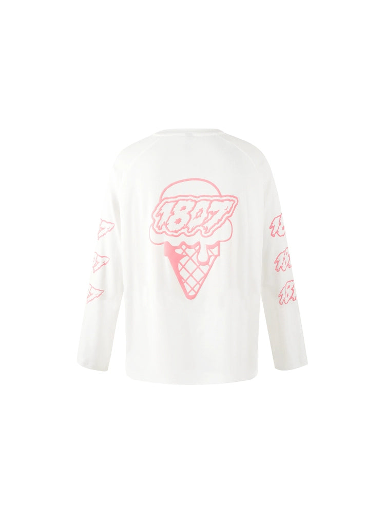 1807 Ice Cream Logo Printed Long Sleeve Tee | Face 3 Face