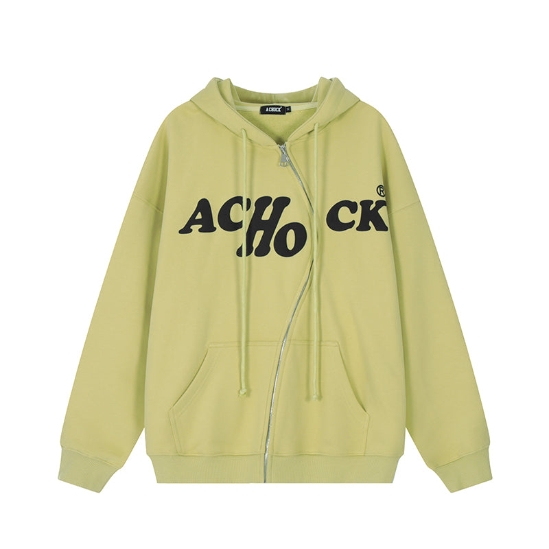 Achock S Zipper Logo Bubble Print Hoodie