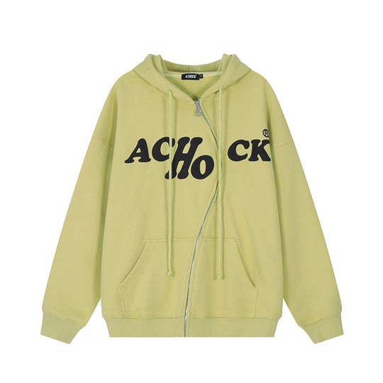Achock S Zipper Logo Bubble Print Hoodie