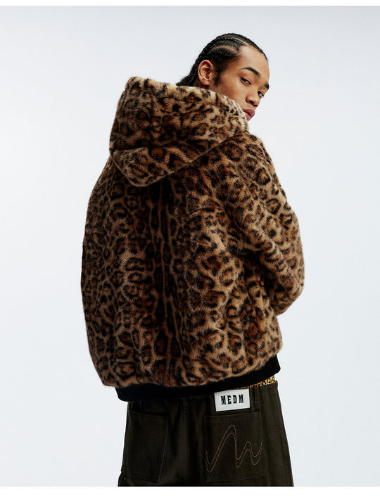 MEDM Reversible Leopard Fur Hooded Jacket | Face 3 Face