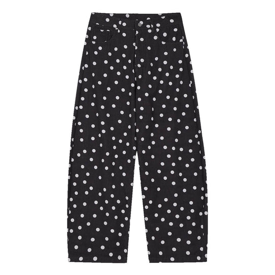 MEDM All Over Polka Dot Print Curved Baggy Pants | Face 3 Face
