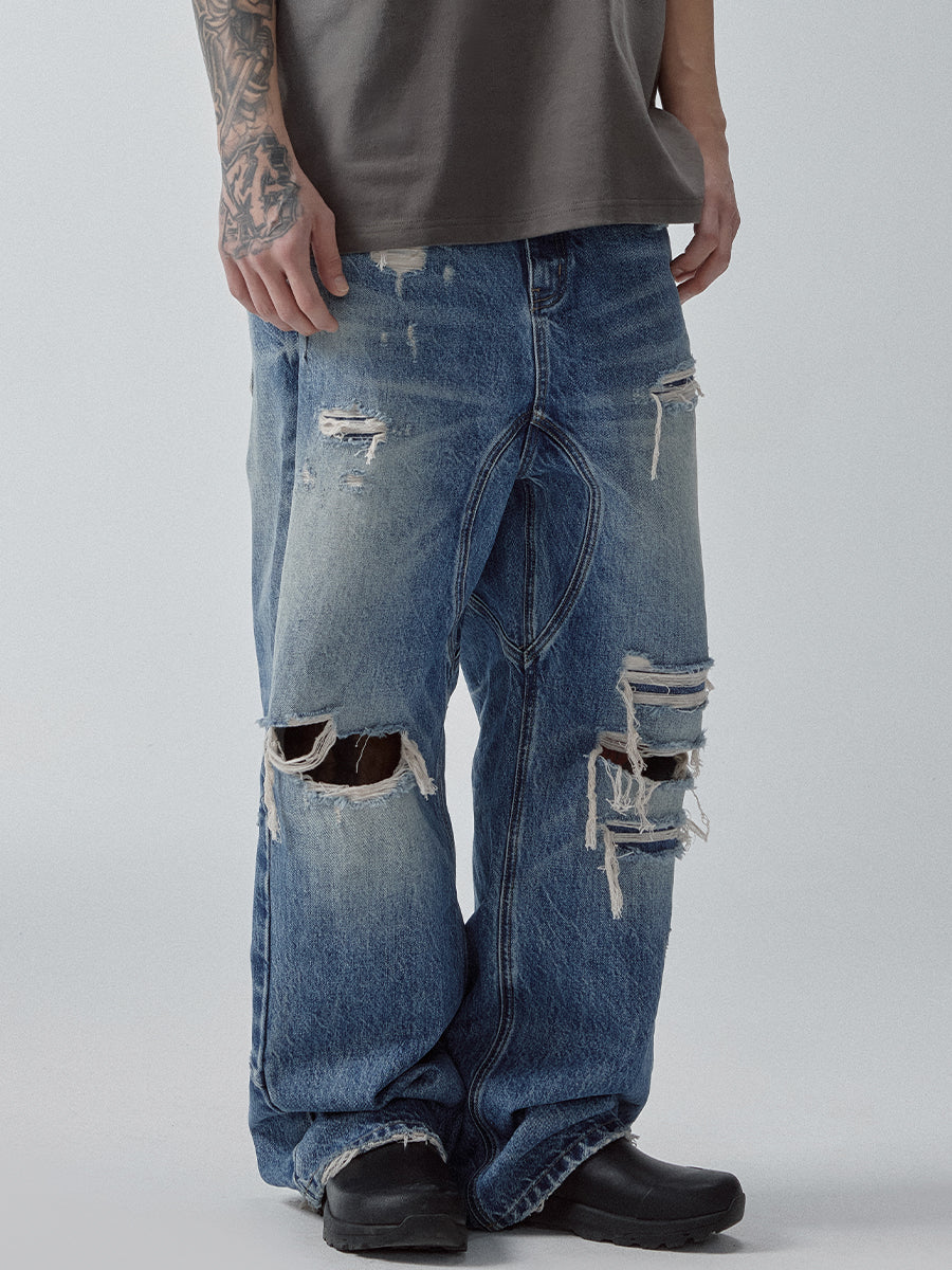 F2CE Washed Distressed Hole Jeans | Face 3 Face