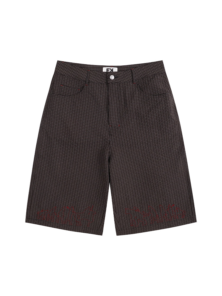 EVILKNIGHT(EK) Plaid Embroidered Shorts | Face 3 Face