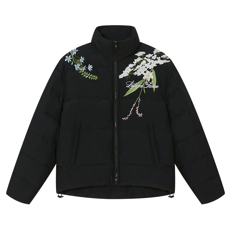 Harsh and Cruel Classic Flower Embroidery Puffer Jacket | Face 3 Face