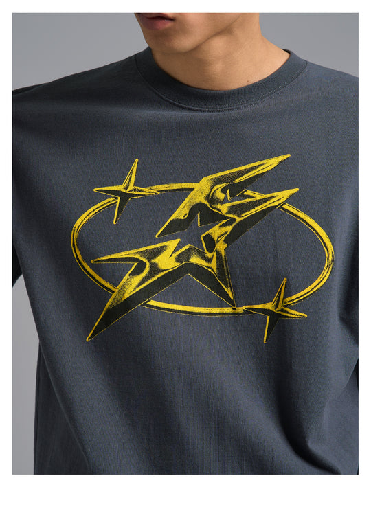 S45 Metal Star Font Printed Tee | Face 3 Face