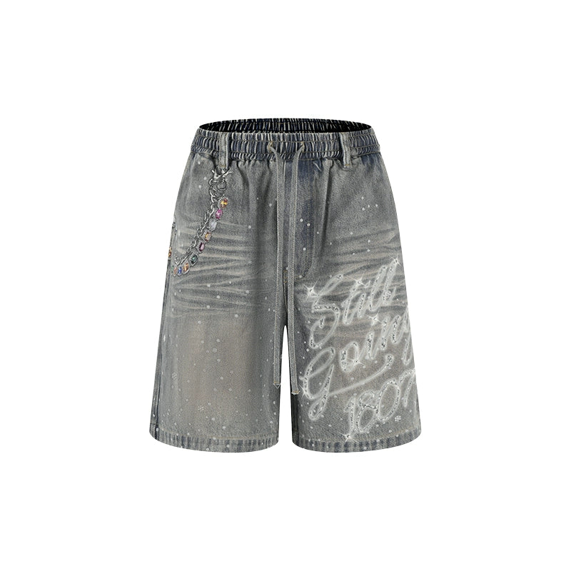 1807 SWAROVSKI Crystal Washed Denim Shorts | Face 3 Face