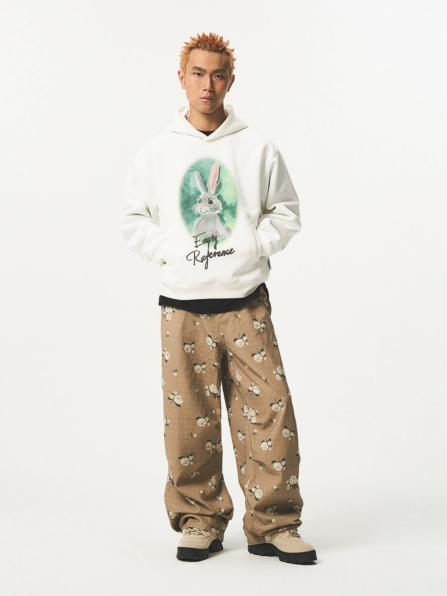 EMPTY REFERENCE Watercolor Rabbit Print Hoodie | Face 3 Face