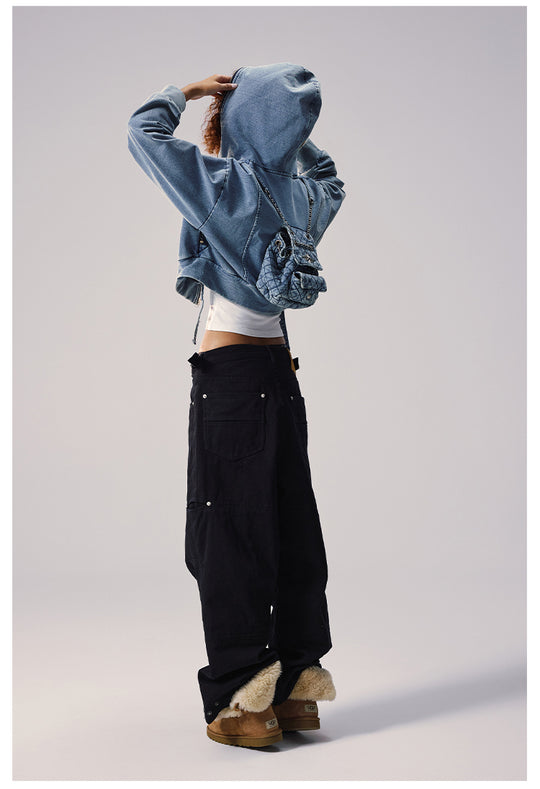 Remedy Backpack Design Washed Denim Short Jacket | Face 3 Face