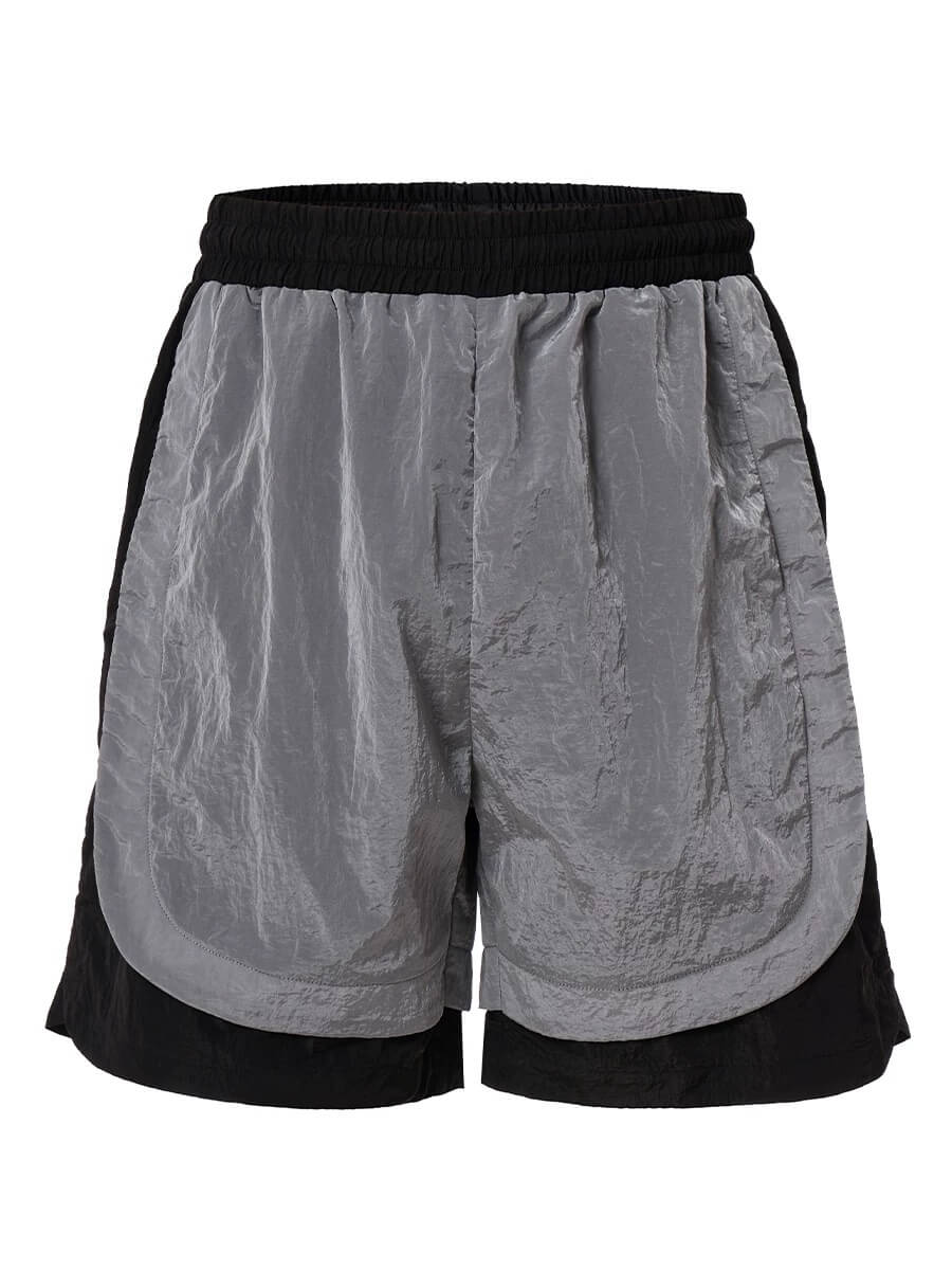 F2CE Metallic Nylon Patchwork Shorts | Face 3 Face