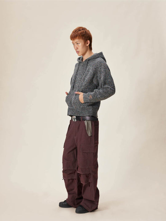 EVILKNIGHT(EK) Speckled Knit Zip Up Hoodie