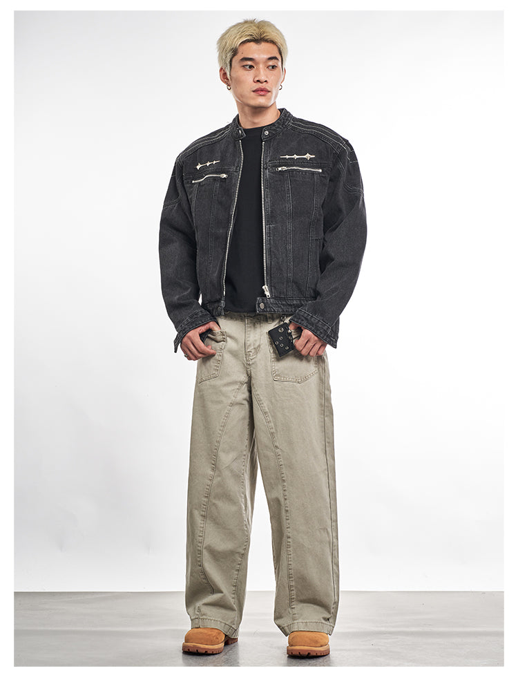 F3F Select Metal Decoration Washed Denim Jacket | Face 3 Face