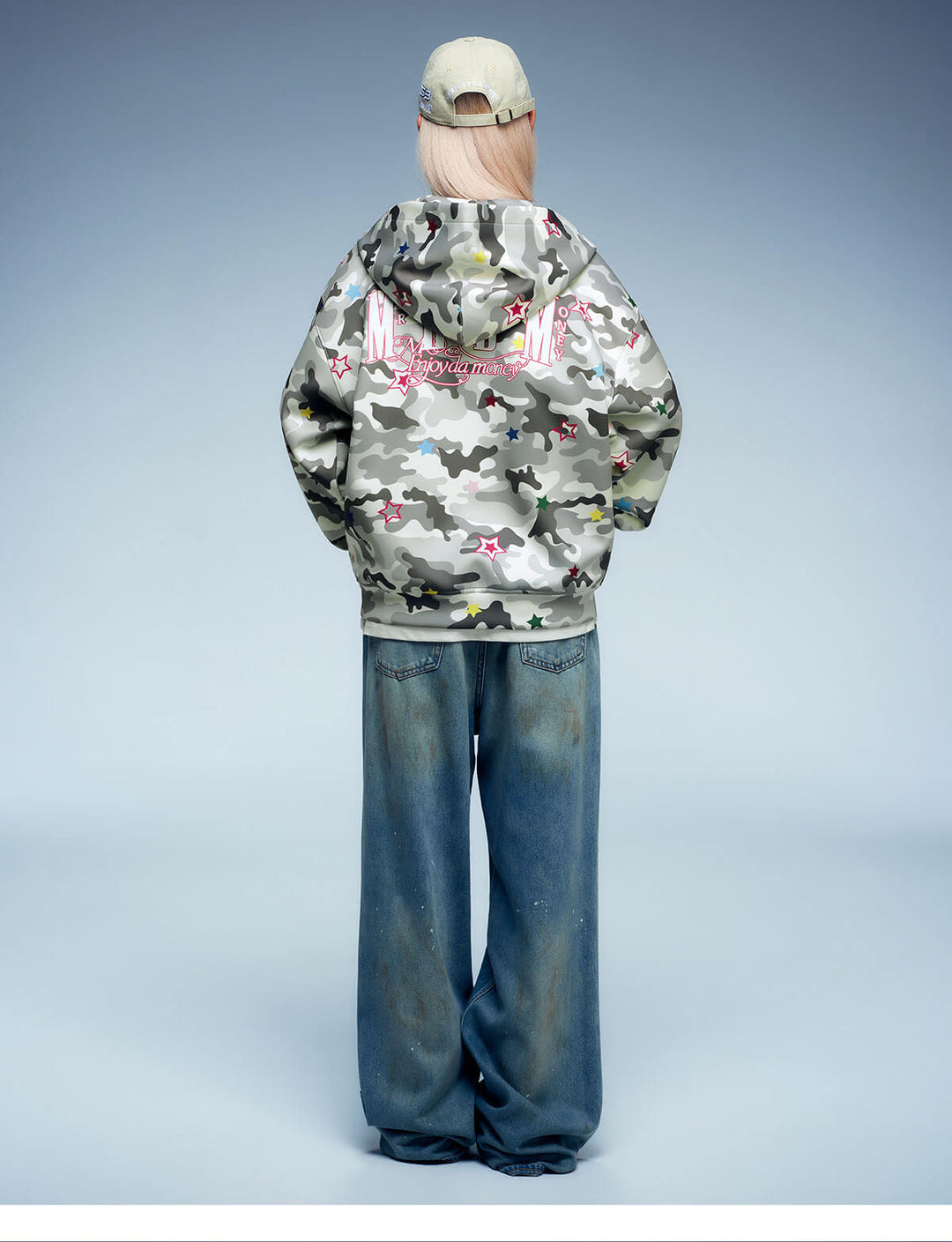 MEDM All Over Colorful Star Camouflage Zip Up Hoodie | Face 3 Face