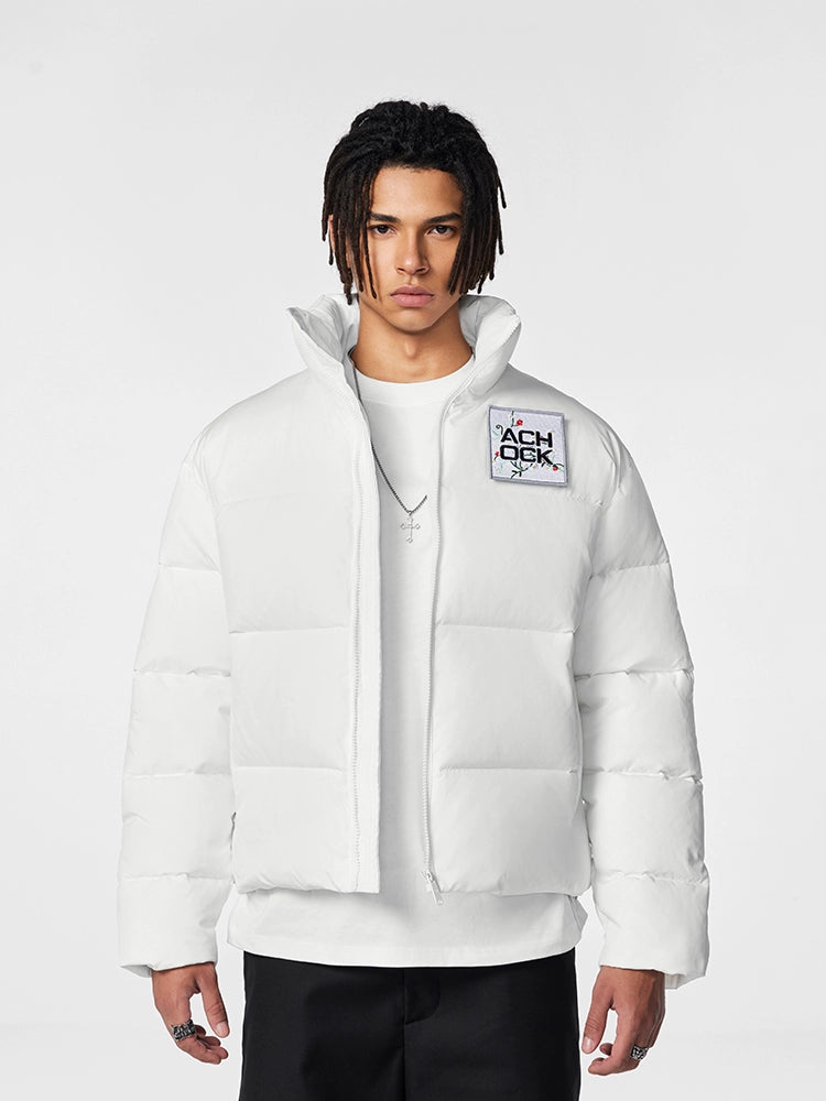 Puffer Jacket | Achock Basic Velcro Embroidered Puffer Jacket | Face 3 Face