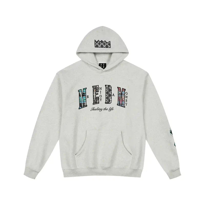 MEDM Ethnic Embroidered Patch Pearl Oversized Hoodie | Face 3 Face