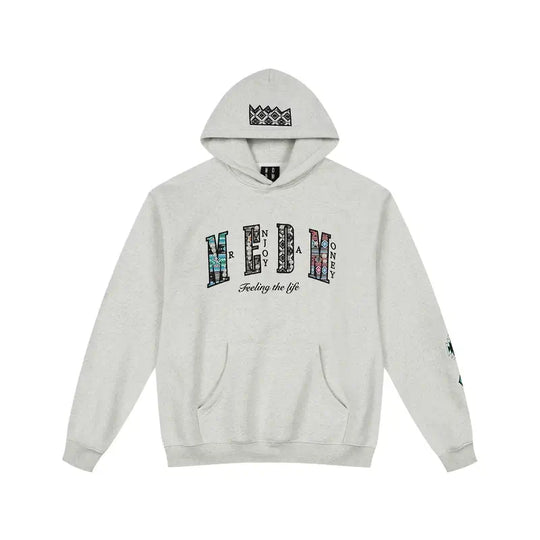 MEDM Ethnic Embroidered Patch Pearl Oversized Hoodie | Face 3 Face