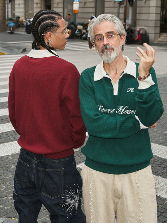 STEEPC Contrast Lapel Polo Knit Sweater | Face 3 Face