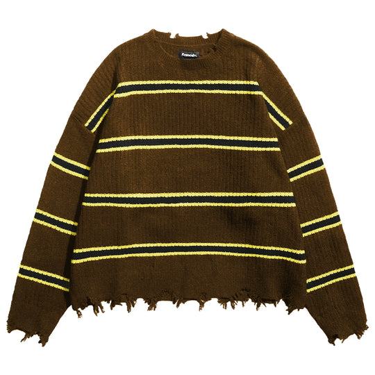 Remedy Striped Distressed Knit Sweater | Face 3 Face