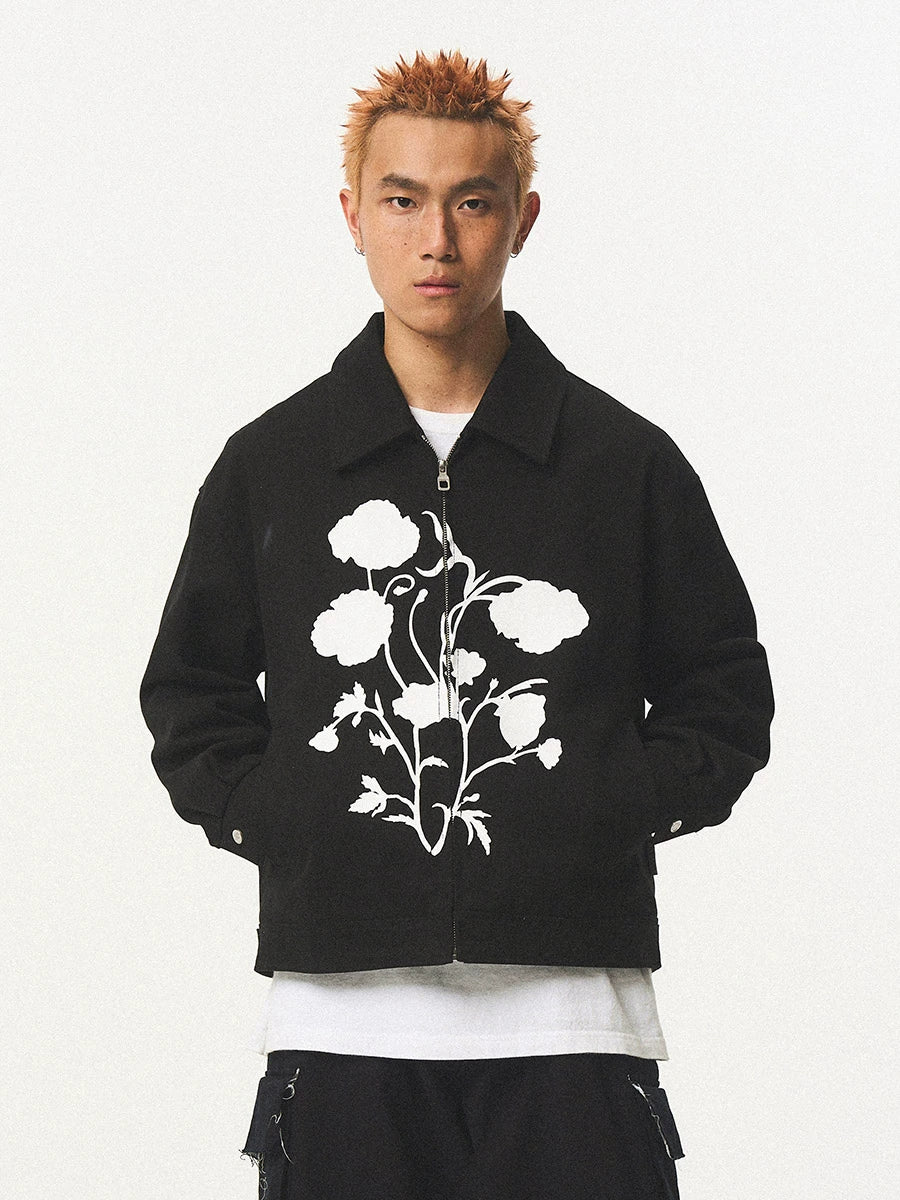 EMPTY REFERENCE Silk Print White Floral Swing Jacket | Face 3 Face